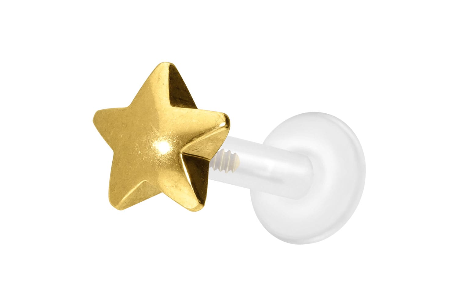 PTFE Labret Piercing mit Innengewinde + Titan-Aufsatz STERN